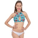 Seamless Pattern Nautical Icons Cartoon Style Cross Front Halter Bikini Top View1