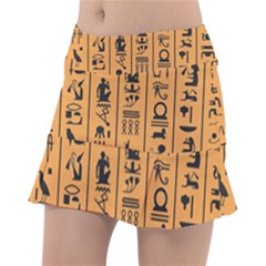 Egyptian Hieroglyphs Ancient Egypt Letters Papyrus Background Vector Old Egyptian Hieroglyph Writing Classic Tennis Skirt by Hannah976