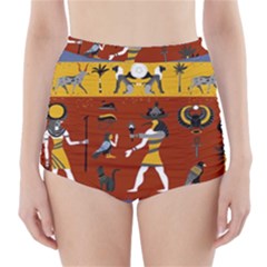 Ancient Egyptian Religion Seamless Pattern High-waisted Bikini Bottoms by Hannah976