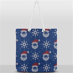 Santa Clauses Wallpaper Full Print Rope Handle Tote (large) by artworkshop