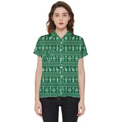 Wallpaper Ugly Sweater Backgrounds Christmas Short Sleeve Pocket Shirt by artworkshop