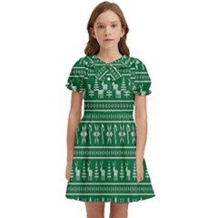 Wallpaper Ugly Sweater Backgrounds Christmas Kids  Bow Tie Puff Sleeve Dress by artworkshop