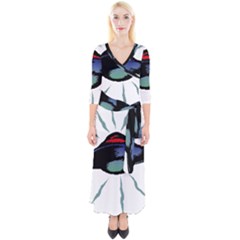 Alien Unidentified Flying Object Ufo Quarter Sleeve Wrap Maxi Dress by Sarkoni