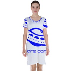 Unidentified Flying Object Ufo Alien We Are Coming Short Sleeve Nightdress by Sarkoni