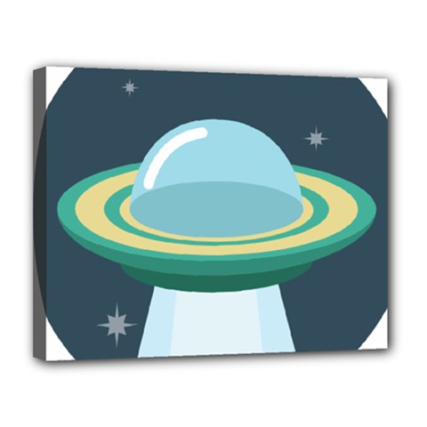 Illustration Ufo Alien  Unidentified Flying Object Canvas 14  X 11  (stretched) by Sarkoni