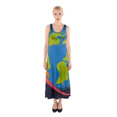 Spaceship Design Sleeveless Maxi Dress by Bedest