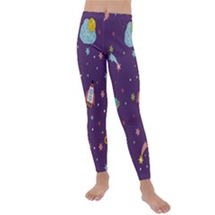 Space Travels Seamless Pattern Vector Cartoon Kids  Lightweight Velour Leggings by Bedest