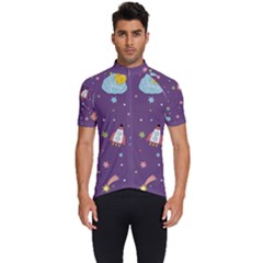 Space Travels Seamless Pattern Vector Cartoon Men s Short Sleeve Cycling Jersey by Bedest