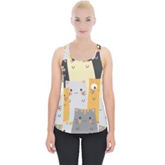 Seamless Pattern Cute Cat Cartoons Piece Up Tank Top by Bedest