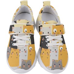 Seamless Pattern Cute Cat Cartoons Kids  Velcro Strap Shoes by Bedest