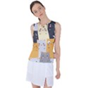 Seamless Pattern Cute Cat Cartoons Women s Sleeveless Sports Top View1