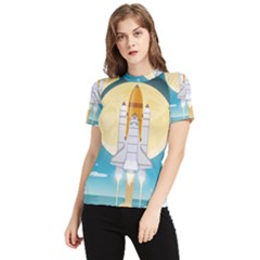 Space Exploration Illustration Women s Short Sleeve Rash Guard by Bedest