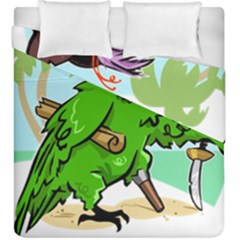 Parrot Hat Cartoon Captain Duvet Cover Double Side (king Size) by Sarkoni