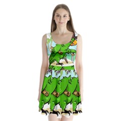 Parrot Hat Cartoon Captain Split Back Mini Dress  by Sarkoni