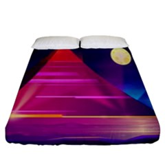 Egyptian Pyramids Night Landscape Cartoon Fitted Sheet (king Size) by Ndabl3x