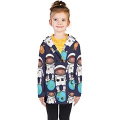 Boy Spaceman Space Rocket Ufo Planets Stars Kids  Double Breasted Button Coat by Ndabl3x