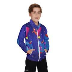 Cartoon Funny Aliens With Ufo Duck Starry Sky Set Kids  Windbreaker by Ndabl3x