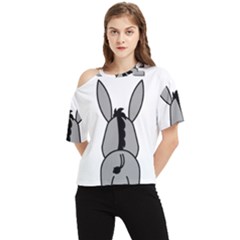 Donkey Ass Funny Nice Cute Floppy One Shoulder Cut Out T-shirt by Sarkoni