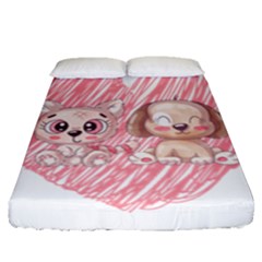 Paw Dog Pet Puppy Canine Cute Fitted Sheet (queen Size) by Sarkoni