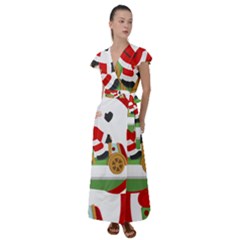 Christmas Santa Claus Flutter Sleeve Maxi Dress by Sarkoni