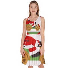 Christmas Santa Claus Knee Length Skater Dress With Pockets by Sarkoni