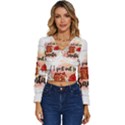 Santa Cookies Christmas Long Sleeve V-Neck Top View1