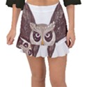 Owl Bird Feathers Fishtail Mini Chiffon Skirt View1