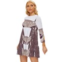 Owl Bird Feathers Long Sleeve Babydoll Dress View2