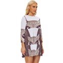 Owl Bird Feathers Long Sleeve Babydoll Dress View3