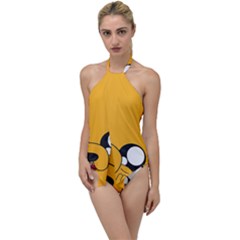 Adventure Time Cartoon Face Funny Happy Toon Go With The Flow One Piece Swimsuit by Bedest