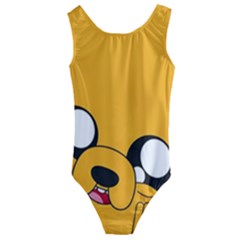 Adventure Time Cartoon Face Funny Happy Toon Kids  Cut-out Back One Piece Swimsuit by Bedest