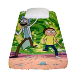 Rick And Morty Adventure Time Cartoon Fitted Sheet (single Size) by Bedest