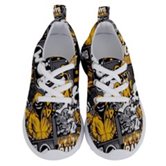 Boom Bang Art Crazy Drawing Graffiti Hello Retro Sayings Yellow Running Shoes by Bedest