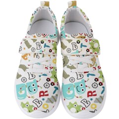 Seamless Pattern Vector With Funny Robots Cartoon Men s Velcro Strap Shoes by Hannah976