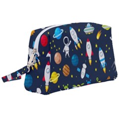 Big Set Cute Astronauts Space Planets Stars Aliens Rockets Ufo Constellations Satellite Moon Rover V Wristlet Pouch Bag (large) by Hannah976