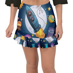 Spaceship Astronaut Space Fishtail Mini Chiffon Skirt by Hannah976