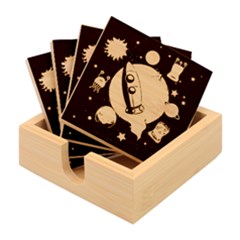 Spaceship Astronaut Space Bamboo Coaster Set by Hannah976