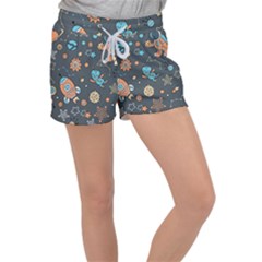 Space Seamless Pattern Art Women s Velour Lounge Shorts by Hannah976