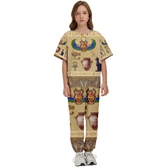 Egypt Horizontal Illustration Kids  T-shirt And Pants Sports Set