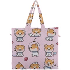 Set Kawaii Smile Japanese Dog Akita Inu Cartoon Canvas Travel Bag by Hannah976