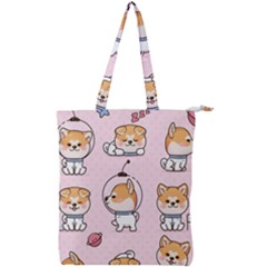 Set Kawaii Smile Japanese Dog Akita Inu Cartoon Double Zip Up Tote Bag by Hannah976