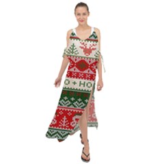 Ugly Sweater Merry Christmas  Maxi Chiffon Cover Up Dress by artworkshop