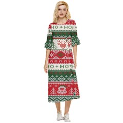 Ugly Sweater Merry Christmas  Double Cuff Midi Dress by artworkshop