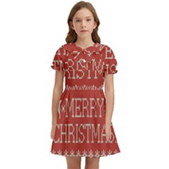 Merry Christmas  Pattern Kids  Bow Tie Puff Sleeve Dress by artworkshop