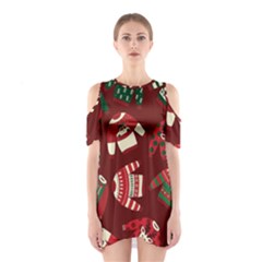 Ugly Sweater Wrapping Paper Shoulder Cutout One Piece Dress by artworkshop