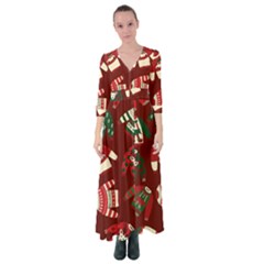 Ugly Sweater Wrapping Paper Button Up Maxi Dress by artworkshop