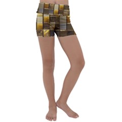 Golden Mosaic Tiles  Kids  Lightweight Velour Yoga Shorts by essentialimage