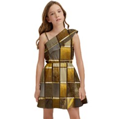 Golden Mosaic Tiles  Kids  One Shoulder Party Dress by essentialimage