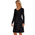 Abstract Math Pattern Long Sleeve Dress With Pocket View2