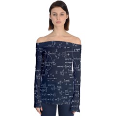 Mathematical Seamless Pattern With Geometric Shapes Formulas Off Shoulder Long Sleeve Top by Hannah976